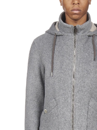 Shop Herno Hooded Zip In Grey