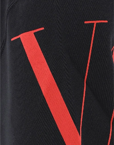 Shop Valentino Logo Printed Hoodie In Black