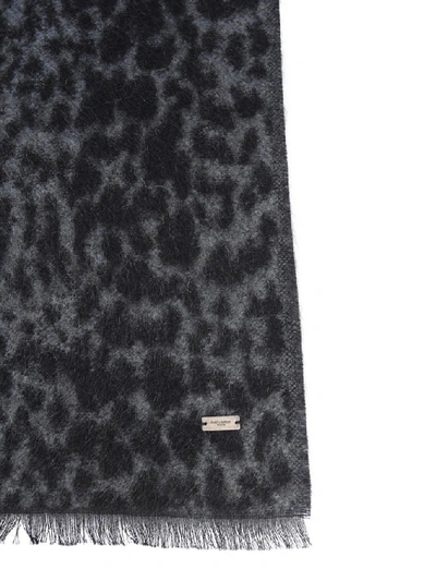 Shop Saint Laurent Leopard Printed Scarf In Multi