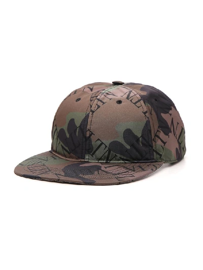 Shop Valentino Camouflage Printed Hat In Multi