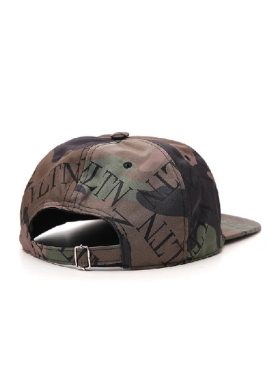 Shop Valentino Camouflage Printed Hat In Multi