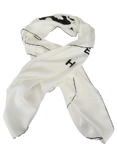 Shop Burberry Horseferry Logo Print Scarf In White