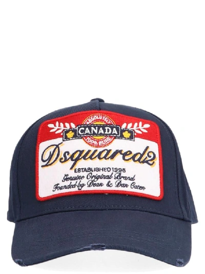 Shop Dsquared2 Logo Patch Baseball Cap In Navy