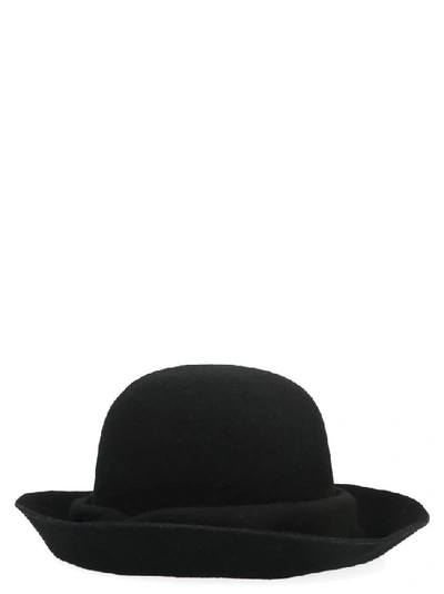 Shop Yohji Yamamoto Folded Brim Bowler Hat In Black