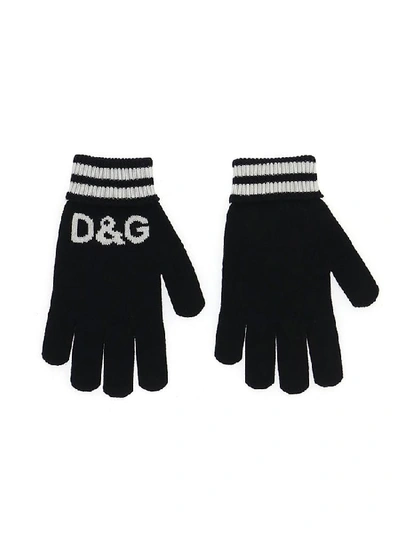 Shop Dolce & Gabbana D&g Striped Gloves In Black