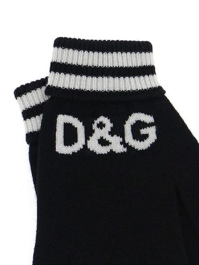 Shop Dolce & Gabbana D&g Striped Gloves In Black