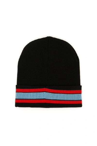 Shop Marcelo Burlon County Of Milan County Logo Trim Beanie In Black