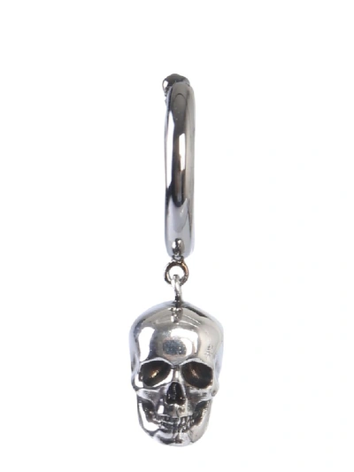 Shop Alexander Mcqueen Single Skull Earring In Silver