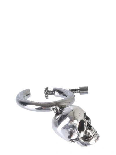 Shop Alexander Mcqueen Single Skull Earring In Silver