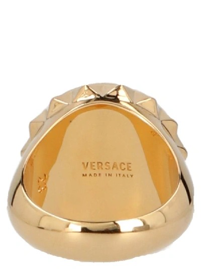 Shop Versace Chained Medusa Ring In Gold