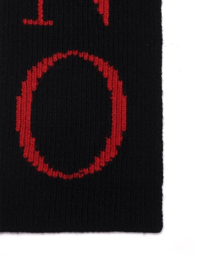 Shop Valentino Logo Knit Scarf In Black
