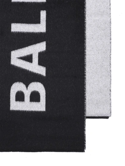 Shop Balenciaga Contrast Logo Scarf In Black