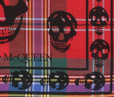 Shop Alexander Mcqueen Tartan Skull Print Scarf In Multi