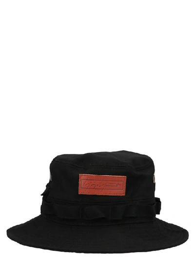 Shop Yohji Yamamoto Logo Patch Bucket Hat In Black