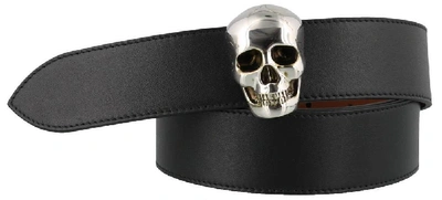 Shop Alexander Mcqueen Skull Buckle Belt In Black