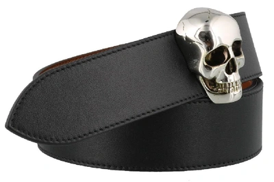 Shop Alexander Mcqueen Skull Buckle Belt In Black