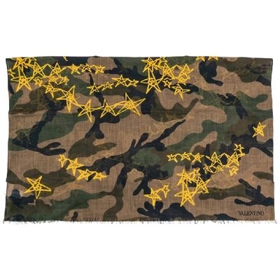 Shop Valentino Star Print Camouflage Scarf In Multi