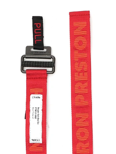 Shop Heron Preston Logo Embroidered Buckle Belt In Red