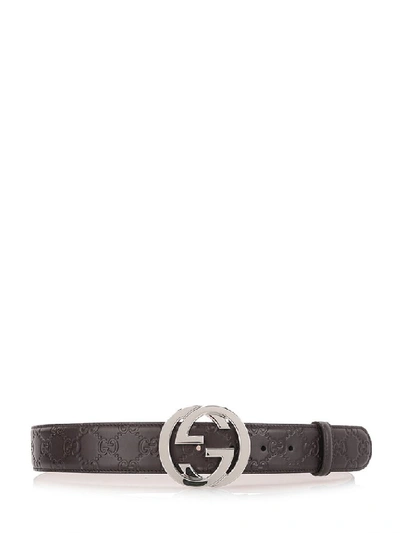 Shop Gucci Gg Supreme Buckle Belt In Brown