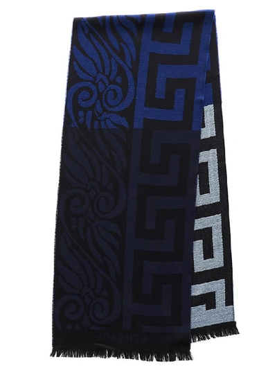 Shop Versace Contrasting Panelled Scarf In Multi