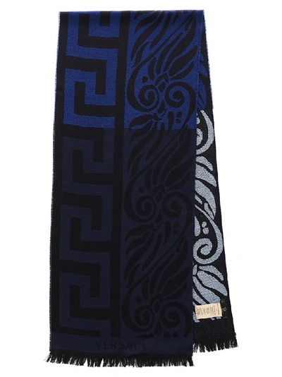 Shop Versace Contrasting Panelled Scarf In Multi