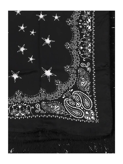 Shop Amiri Paisley Print Fringe Scarf In Black