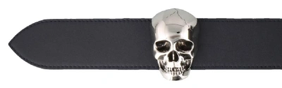 Shop Alexander Mcqueen Skull Buckle Belt In Navy