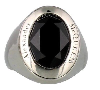 Shop Alexander Mcqueen Stone Signet Ring In Silver