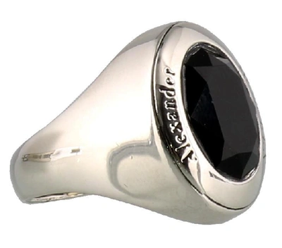 Shop Alexander Mcqueen Stone Signet Ring In Silver