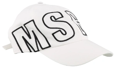 Shop Msgm Logo Embroidered Baseball Cap In White