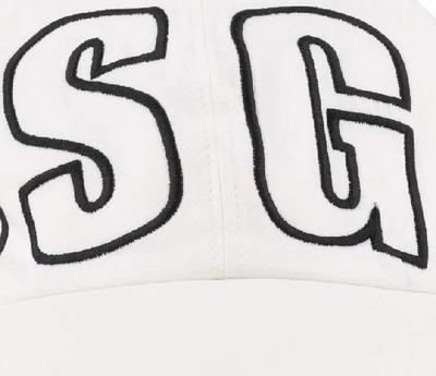 Shop Msgm Logo Embroidered Baseball Cap In White