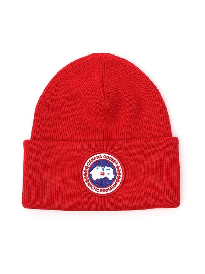 Shop Canada Goose Knitted Beanie In Red