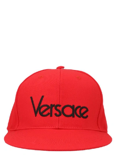 Shop Versace Logo Baseball Cap In Red