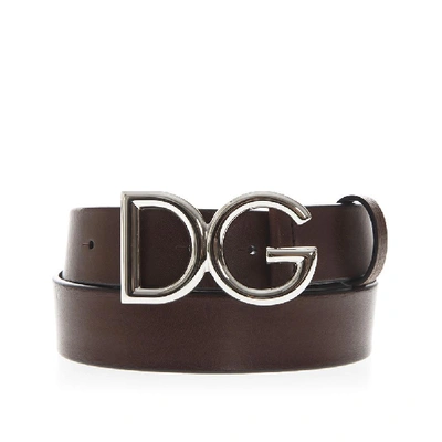 Shop Dolce & Gabbana Dg Logo Buckle Belt In Brown