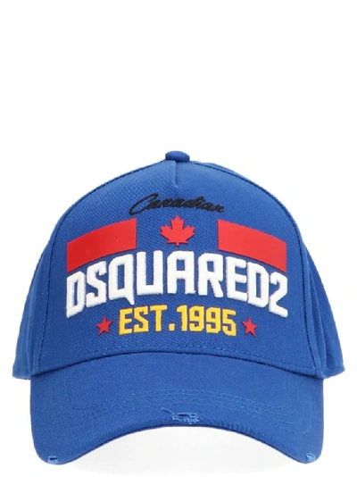 Shop Dsquared2 Logo Embroidered Baseball Cap In Blue