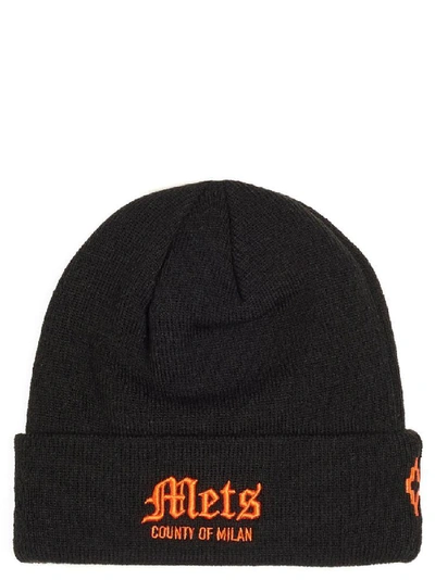 Shop Marcelo Burlon County Of Milan Ny Mets Embroidered Beanie In Black