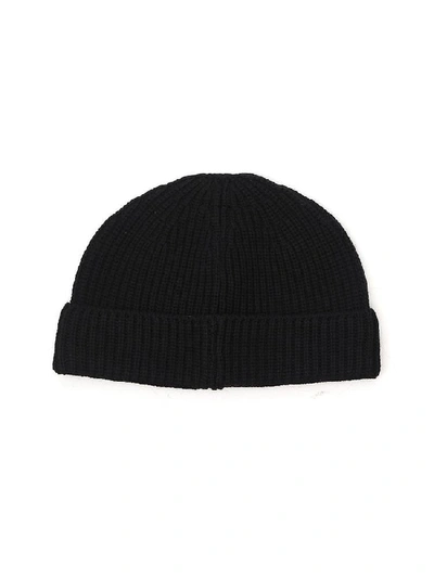 Shop Versace Logo Patch Beanie In Black