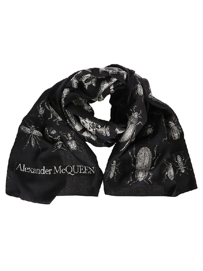 Shop Alexander Mcqueen Insect Print Scarf In Black