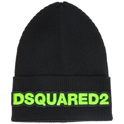 Shop Dsquared2 Logo Patch Ribbed Beanie In Black