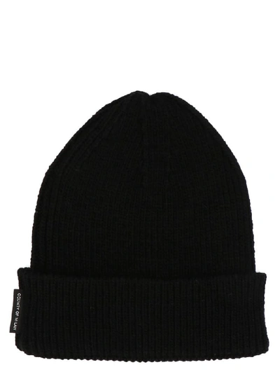 Shop Marcelo Burlon County Of Milan Logo Patch Ribbed Beanie In Black