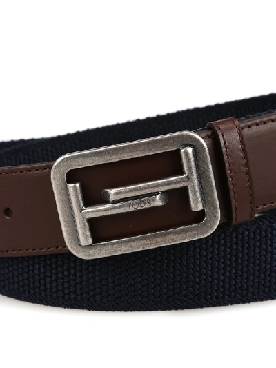 Shop Tod's Canvas Trim Belt In Multi