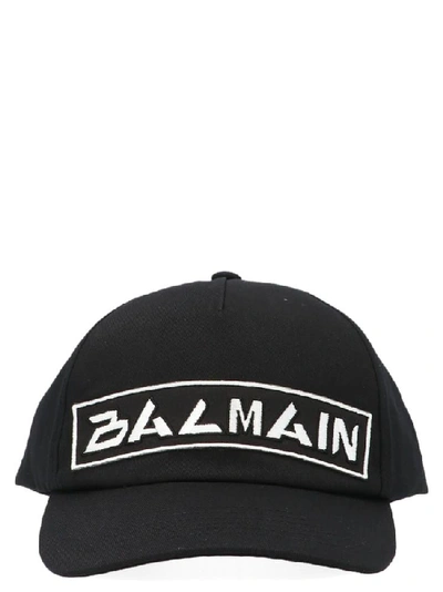 Shop Balmain Logo Embroidered Baseball Cap In Black