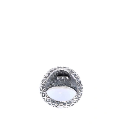 Shop Emanuele Bicocchi Stone Rhombus Engraved Ring In Black