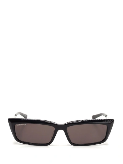 Shop Balenciaga Rectangular Shaped Sunglasses In Black