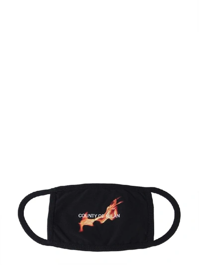 Shop Marcelo Burlon County Of Milan Flame Print Face Mask In Black