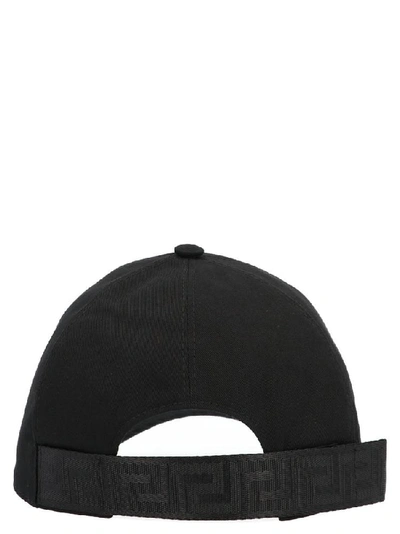 Shop Versace Logo Embroidered Baseball Cap In Black