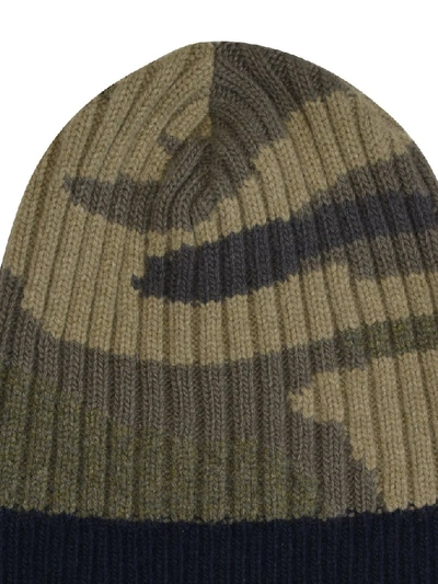 Shop Valentino Garavani Camouflage Knit Beanie In Green