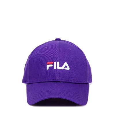 Shop Fila Logo Embroidered Baseball Cap In Purple