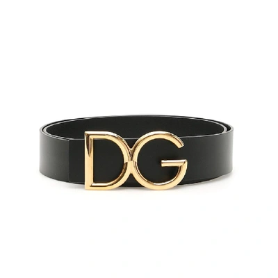 Shop Dolce & Gabbana Dg Leather Belt In Black