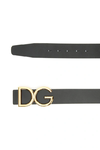 Shop Dolce & Gabbana Dg Leather Belt In Black